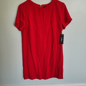 Lulus Shift + Shout Red Short Sleeve Dress NWT Women’s Small Gold Zipper Back